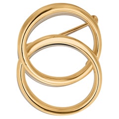 Tiffany and Co. 14K Yellow Gold Double Circle Brooch 1.25 Inch by 1 inch