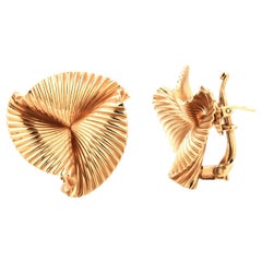Tiffany and Co. 14K Yellow Gold Fan Pinwheel Omega Back Designer Earrings