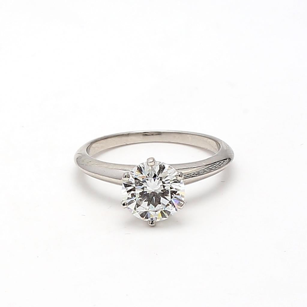 Tiffany and Co 1.58 Carat Round Brilliant Diamond Platinum Engagement Ring For Sale 5