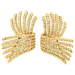 Tiffany and Co. 18 Karat Yellow Gold Schlumberger Earrings