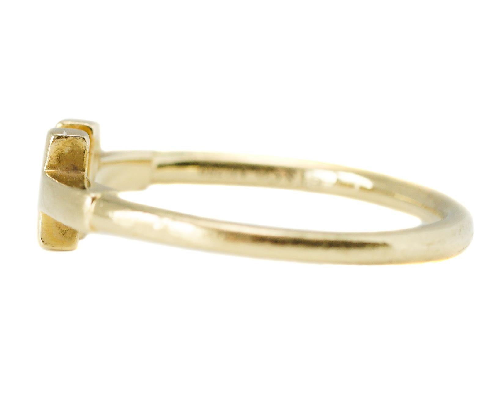 Contemporary Tiffany & Co. 18 Karat Yellow Gold T Ring For Sale