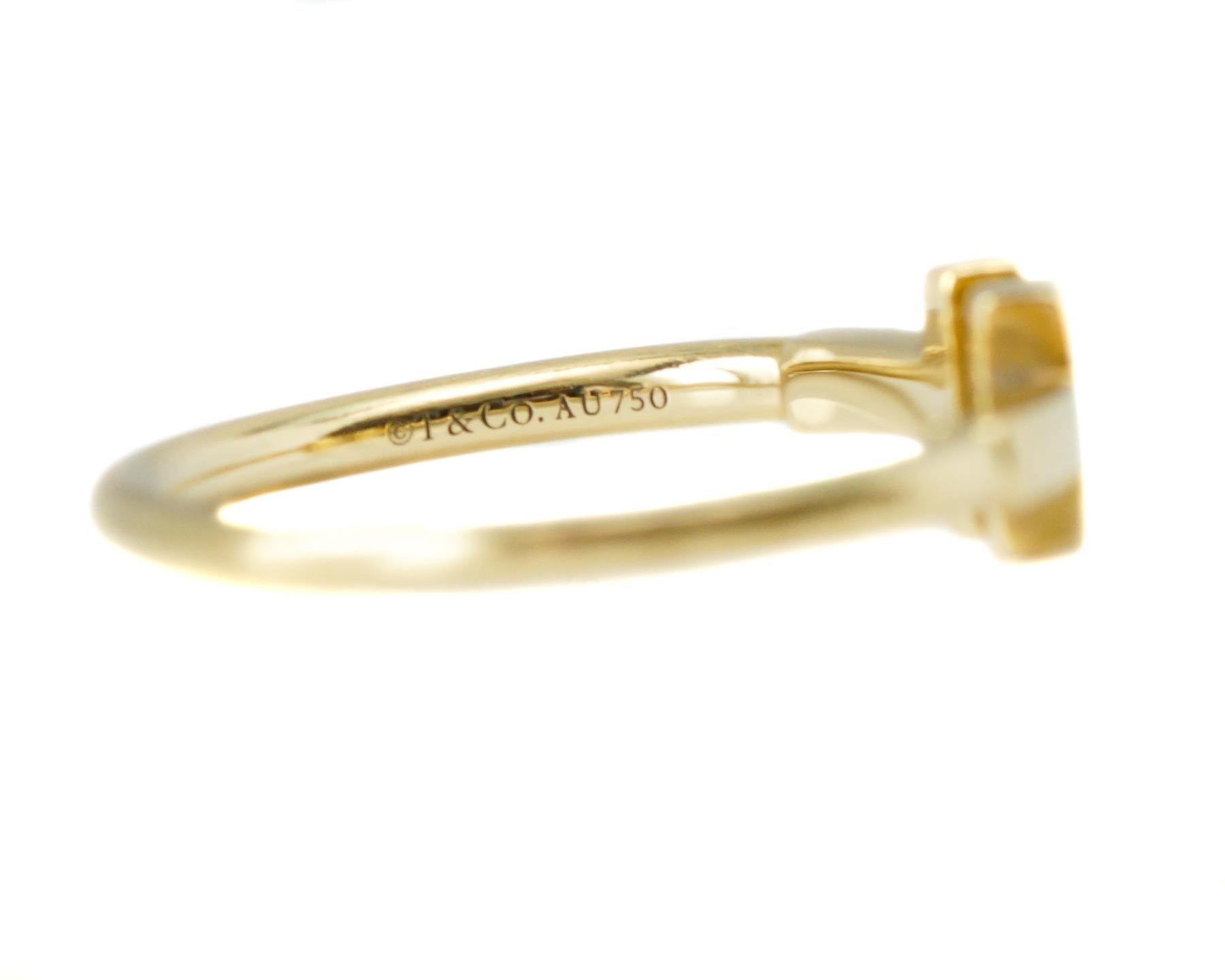 Women's or Men's Tiffany & Co. 18 Karat Yellow Gold T Ring For Sale