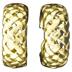 Tiffany and Co. 18 Karat Yellow Gold Woven Style Earrings, 1993