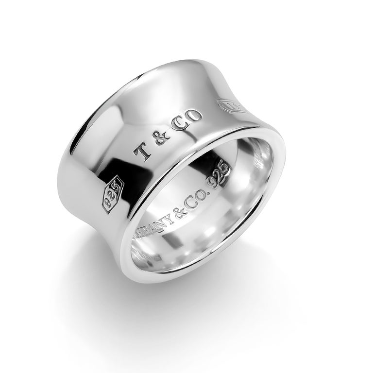 Tiffany and Co. 1837 Wide Sterling Silver Band Ring at 1stDibs | tiffany  silver ring