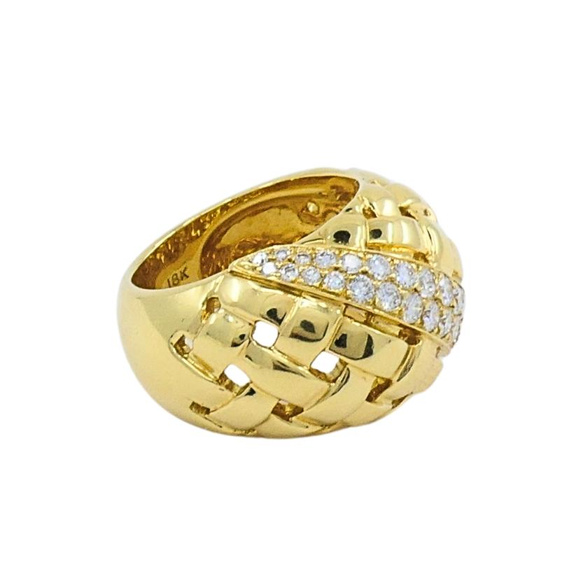 Tiffany & Co. oro 18K  Anello con diamante a cupola Vannerie In condizioni ottime in vendita a Beverly Hills, CA