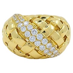 Tiffany and Co. 18K Gold  Diamond Dome Vannerie Ring