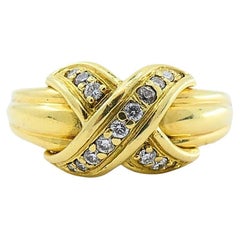 Tiffany and Co. 18K Gold Diamond "X" Ring