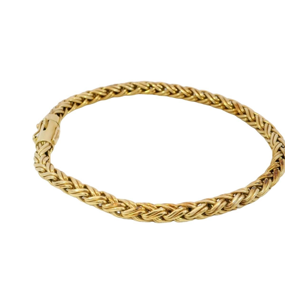 Modern Tiffany and Co. 18K Wheat Chain Braided Bracelet 12.5 Grams