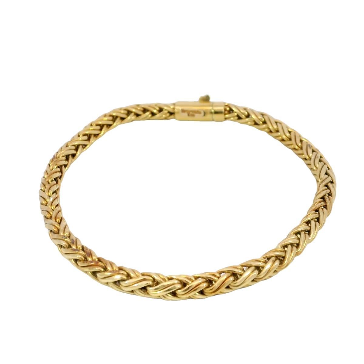 Tiffany and Co. 18K Wheat Chain Braided Bracelet 12.5 Grams In Good Condition In Fairfield, CT