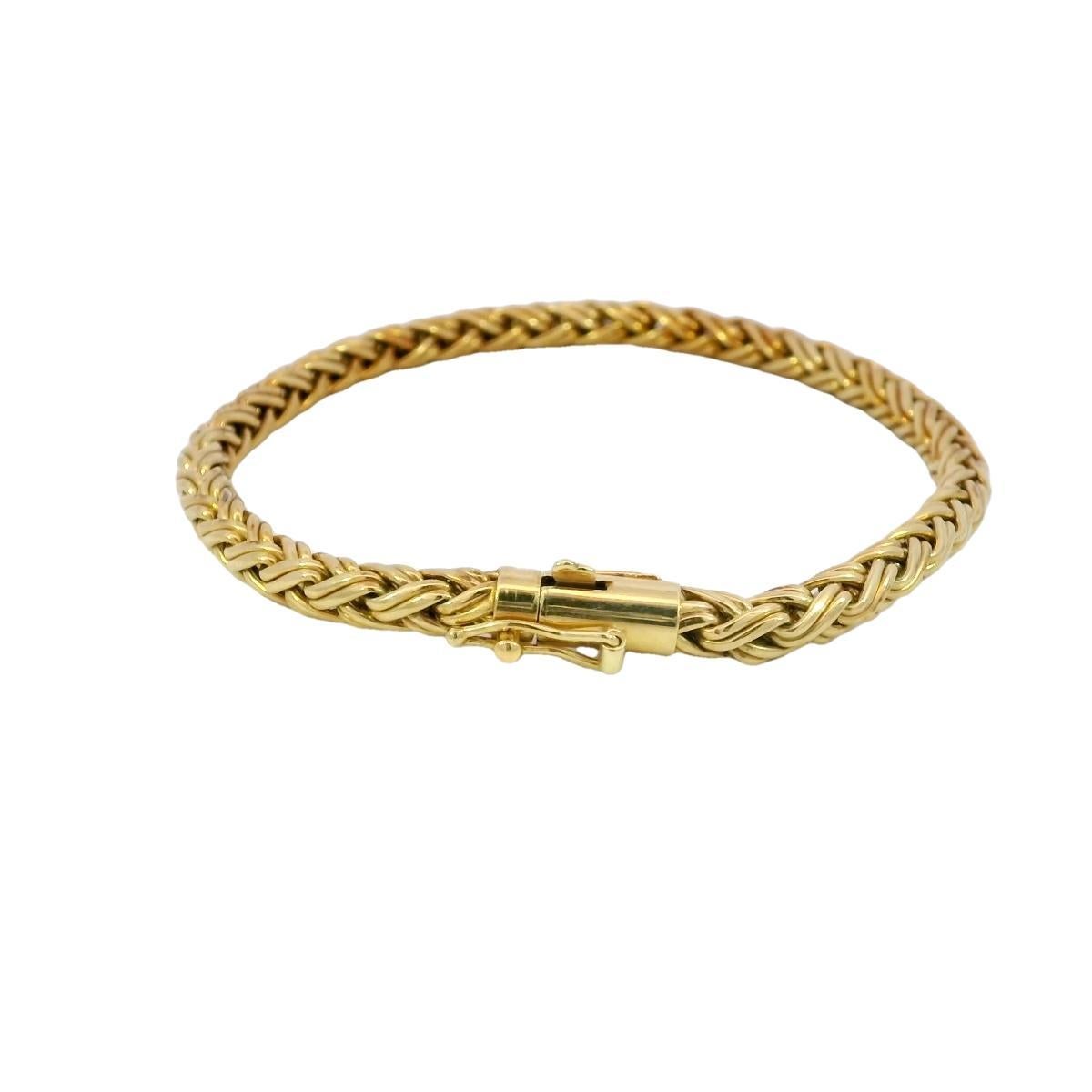 Women's Tiffany and Co. 18K Wheat Chain Braided Bracelet 12.5 Grams