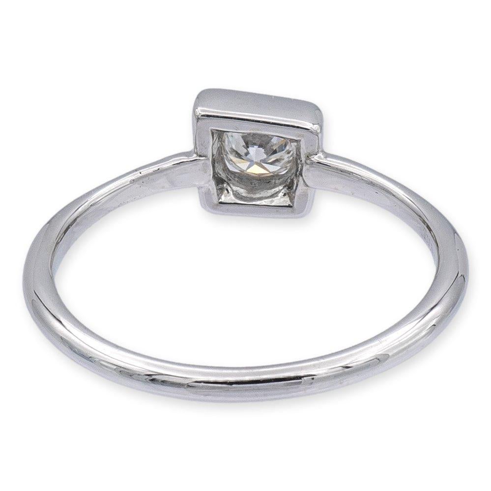 Round Cut Tiffany and Co. 18K White Gold Frank Gehry 0.20 ct. Torque Square Diamond Ring