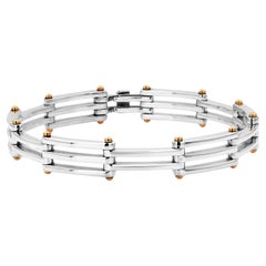 Tiffany and Co 18K Yellow Gold and Sterling Silver Gate Link Bracelet 8" Length