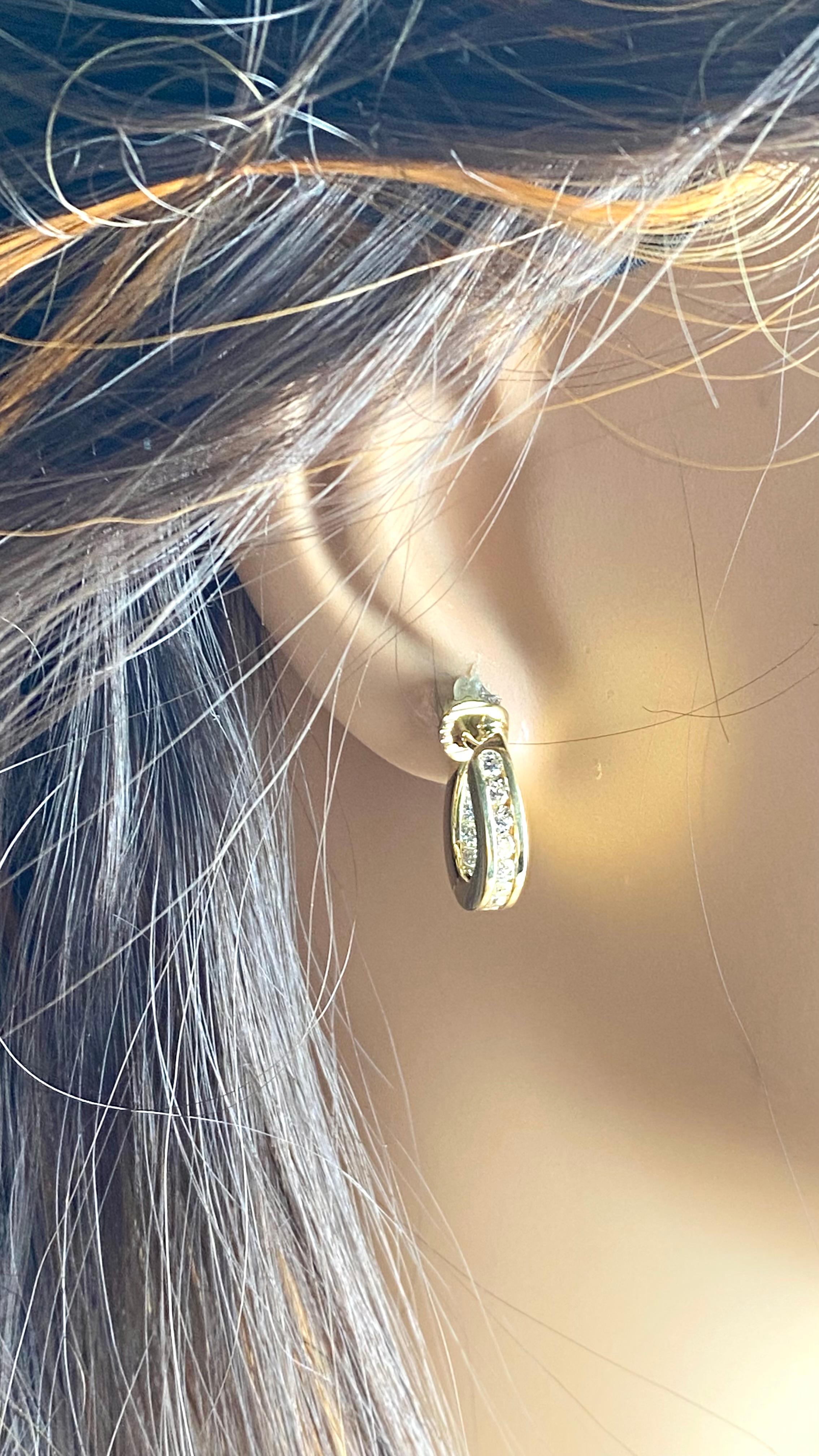 Tiffany and Co. 18K Yellow Gold Diamond Inside Out 0.66 Inch Hoop Earrings 4