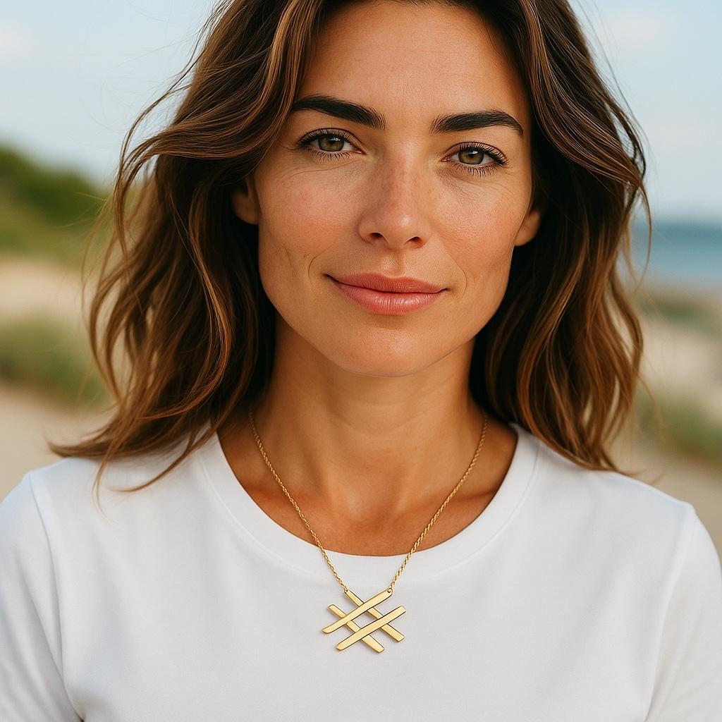 Contemporary Tiffany and Co 18K Yellow Gold Hashtag Pendant Necklace For Sale