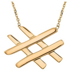 Tiffany and Co 18K Yellow Gold Hashtag Pendant Necklace