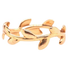 Tiffany and Co 18K Yellow Gold Olive Leaf Wedding Band