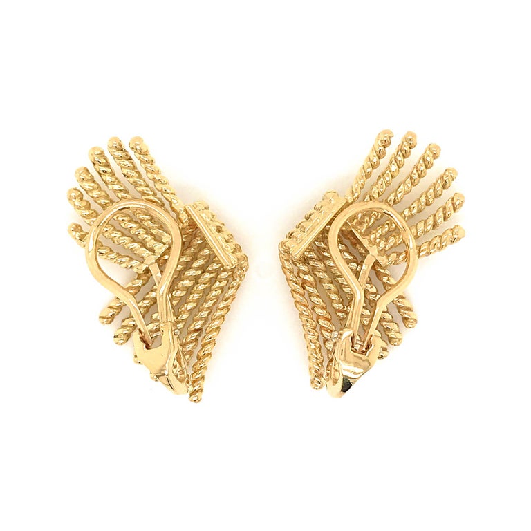 Tiffany and Co. 18 Karat Yellow Gold Schlumberger Earrings at 1stDibs