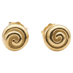 Tiffany and Co. 18k Yellow Gold Small Swirl Stud Earrings 0.30 Inch Wide