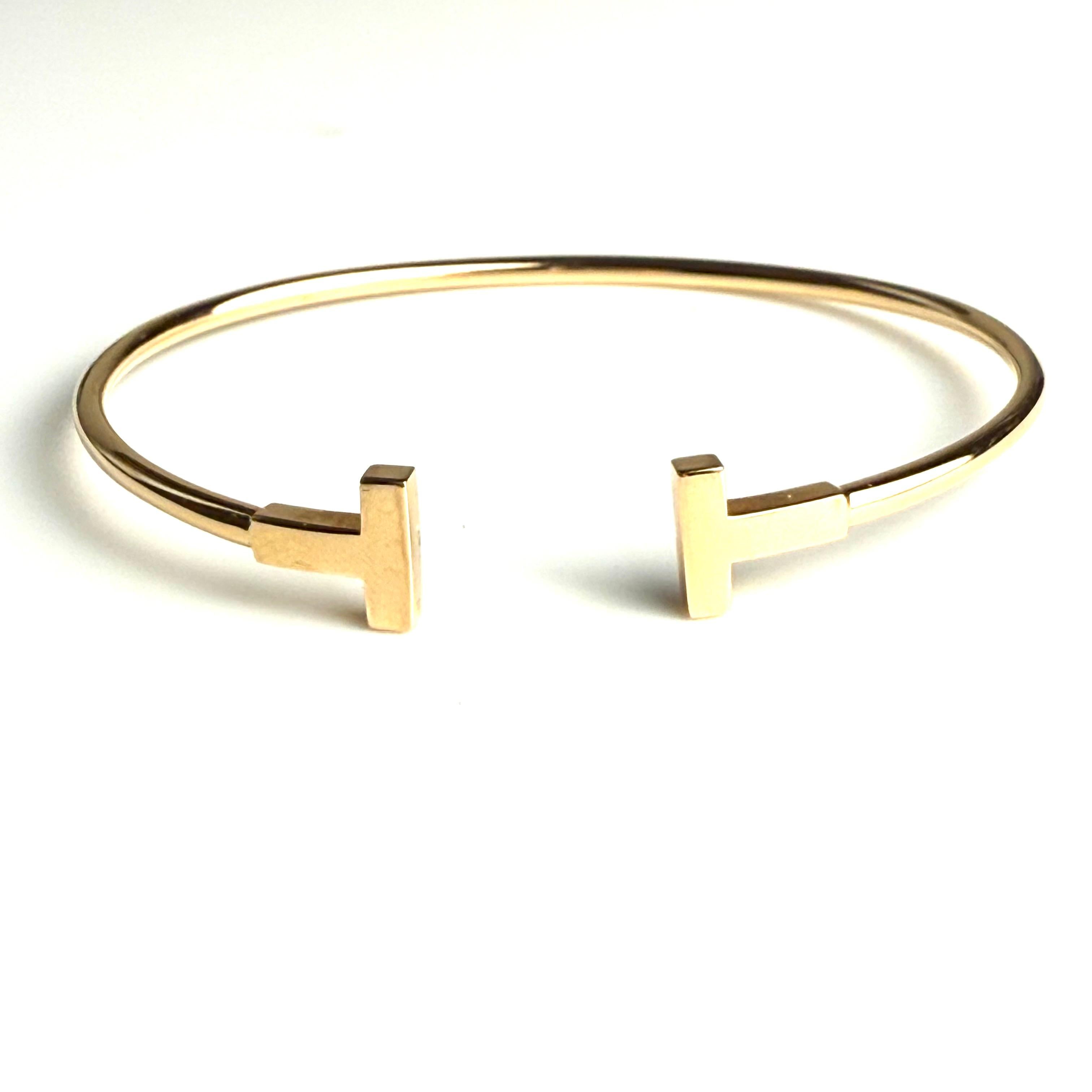 Tiffany and Co 18K Yellow Gold T Wire Bracelet For Sale 6