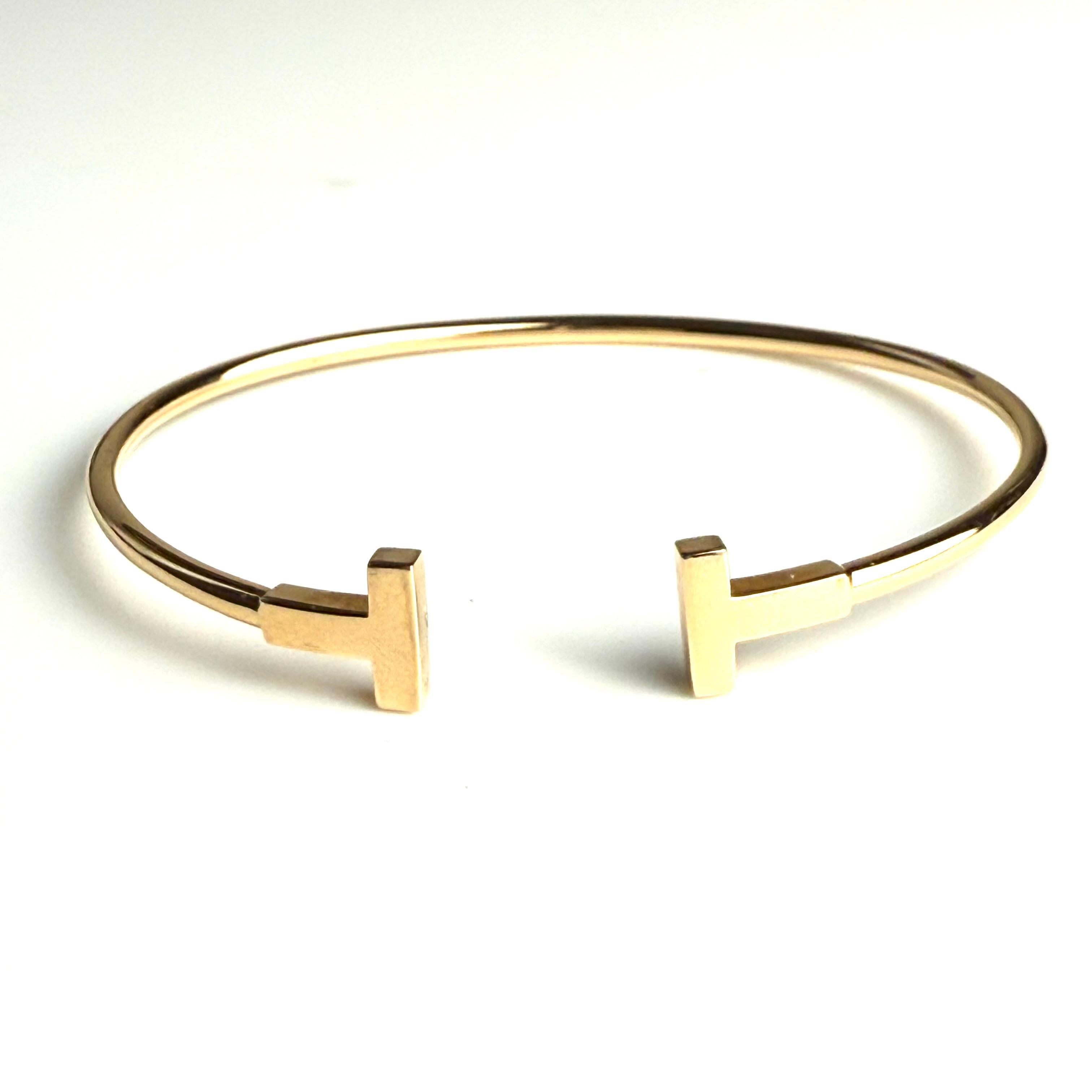 Tiffany and Co 18K Yellow Gold T Wire Bracelet For Sale 7