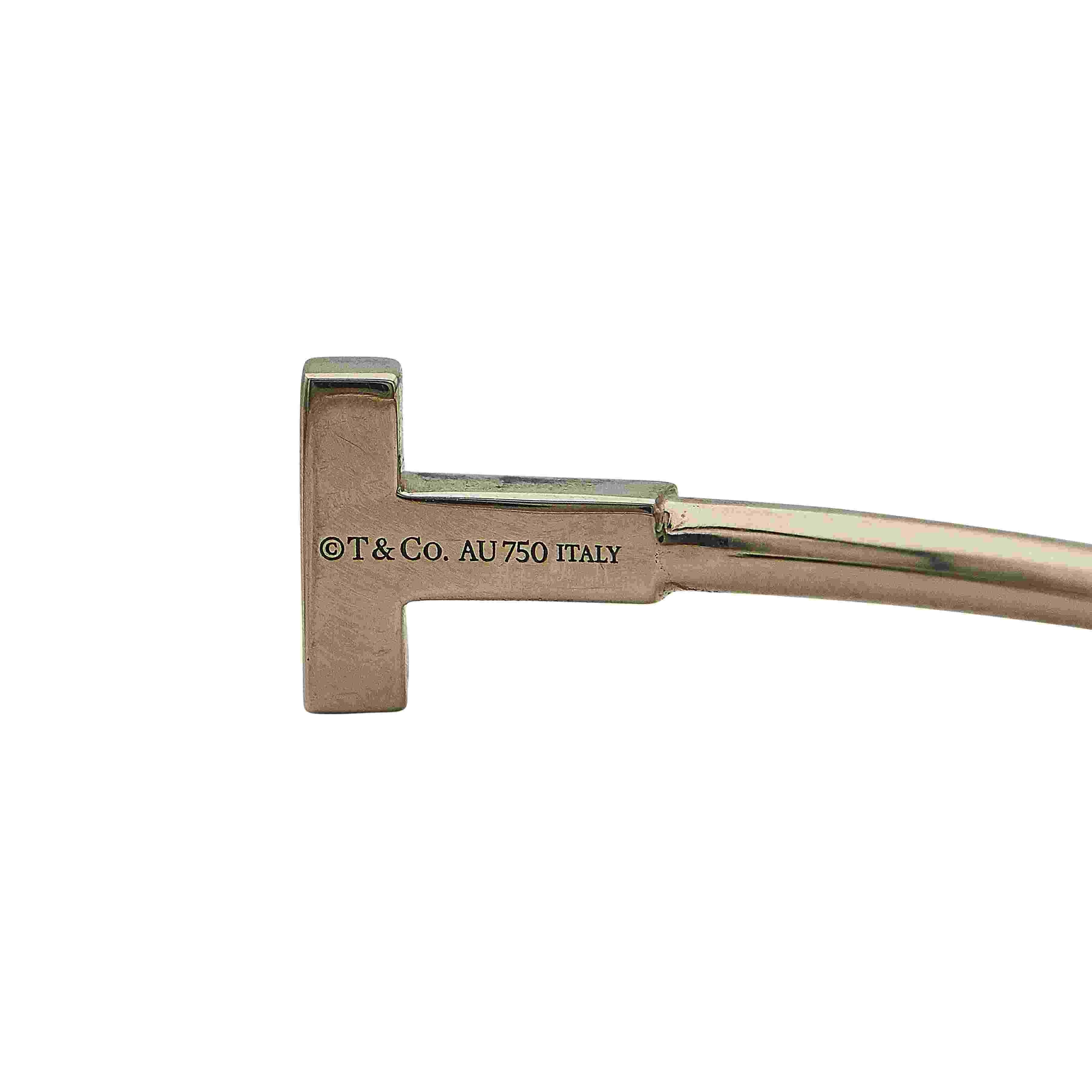 Modern Tiffany and Co 18K Yellow Gold T Wire Bracelet For Sale