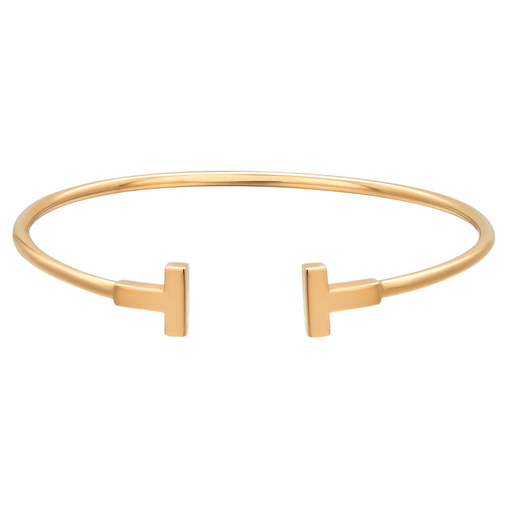 Tiffany and Co 18K Yellow Gold T Wire Bracelet For Sale