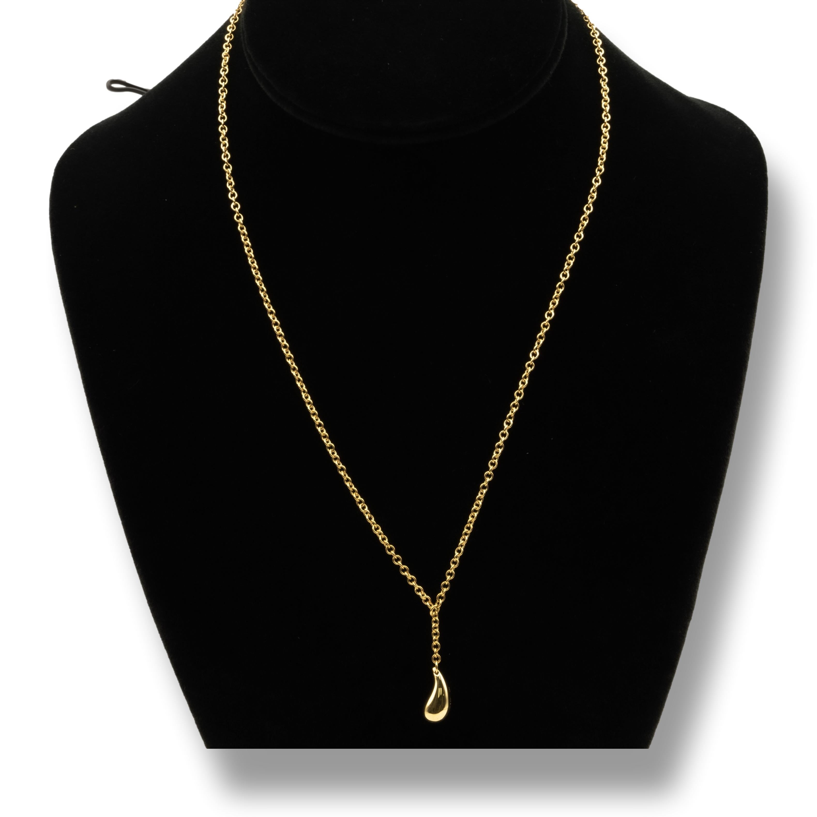 Tiffany und Co. 18K Gelbgold Teardrop Lariat Halskette von Elsa Peretti (Zeitgenössisch)
