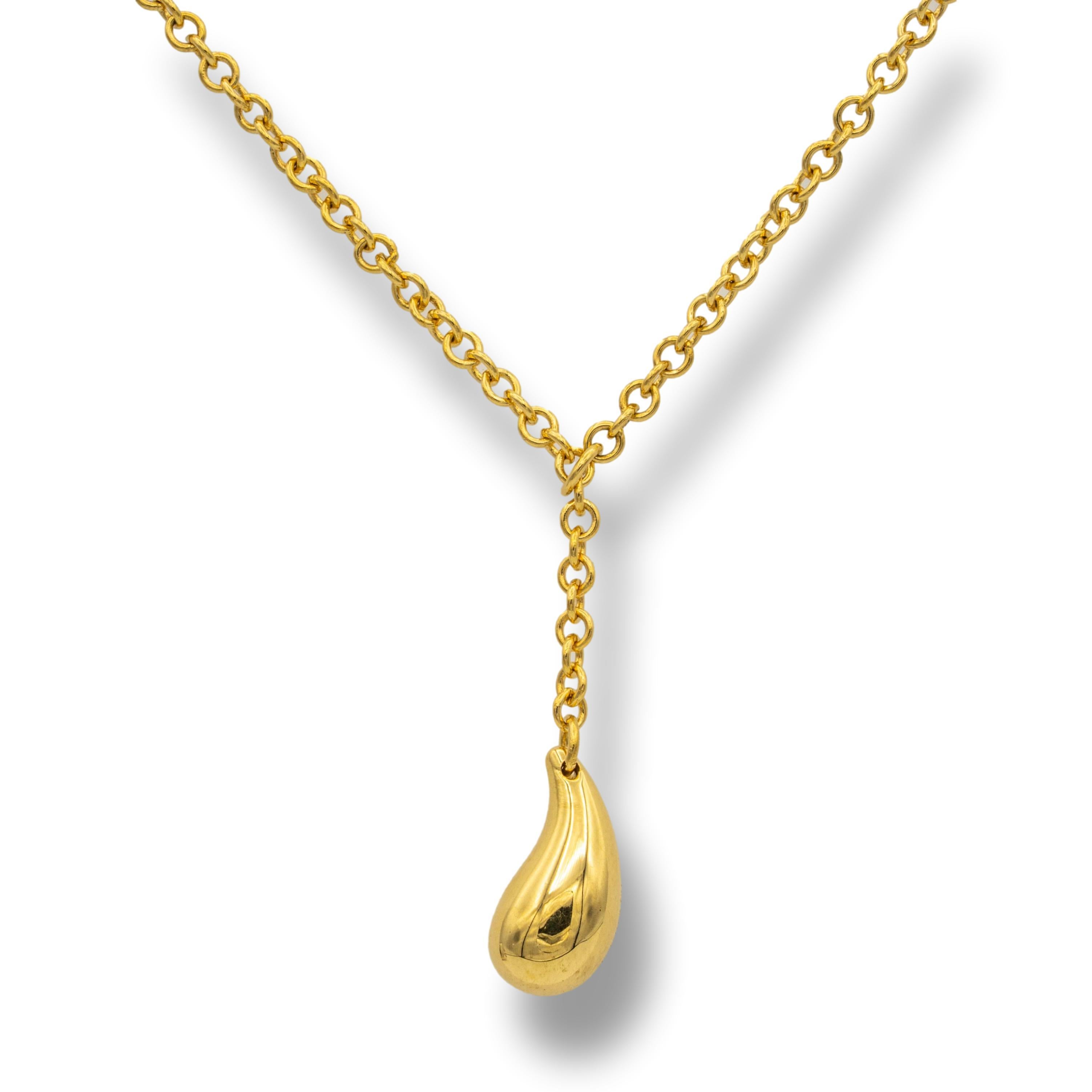 Tiffany und Co. 18K Gelbgold Teardrop Lariat Halskette von Elsa Peretti im Zustand „Hervorragend“ in New York, NY