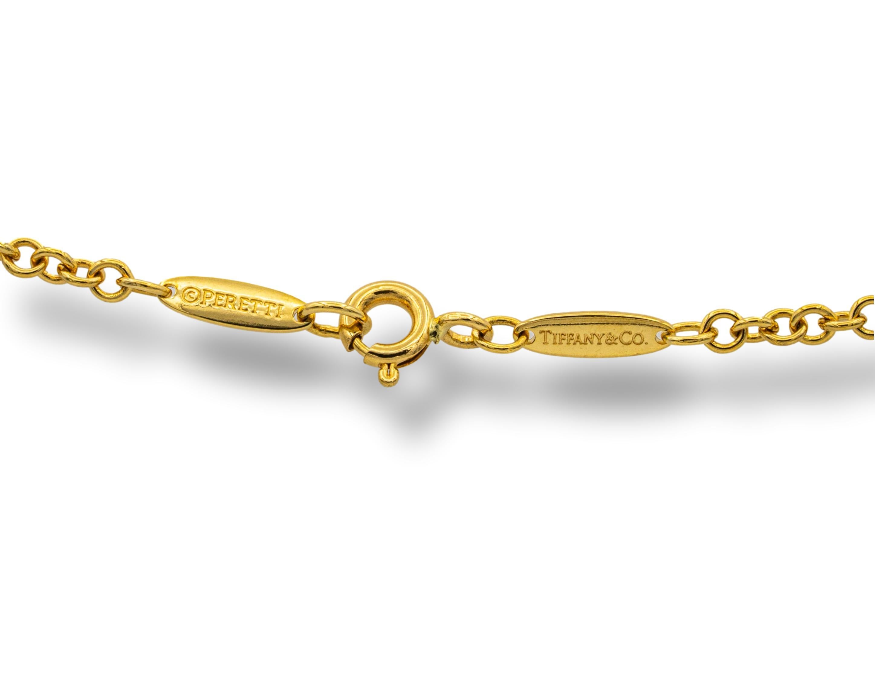Tiffany und Co. 18K Gelbgold Teardrop Lariat Halskette von Elsa Peretti für Damen oder Herren