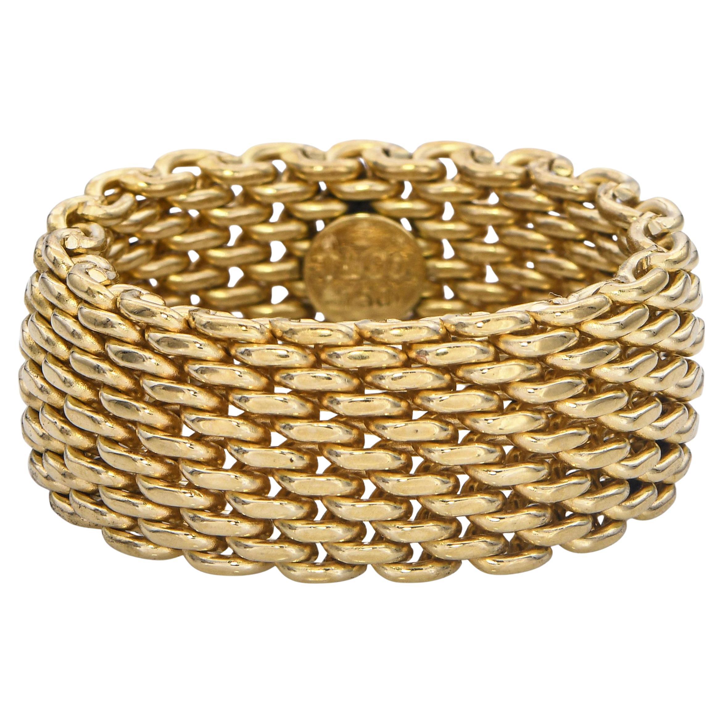 Tiffany 
Co. Bague en or jaune 18k à mailles somerset tressées