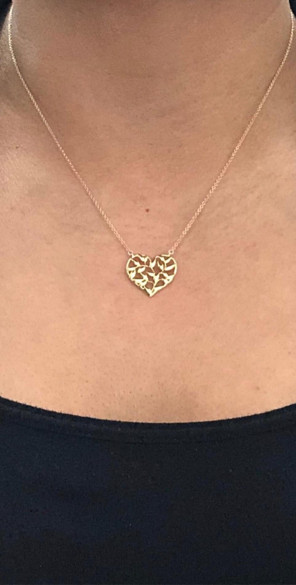 Modern Tiffany and Co. 18KY Gold Paloma Picasso Olive Leaf Heart Pendant