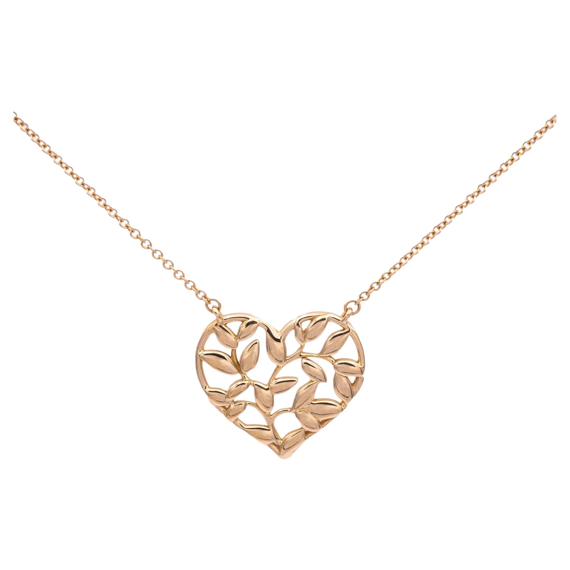 Tiffany and Co. 18KY Gold Paloma Picasso Olive Leaf Heart Pendant