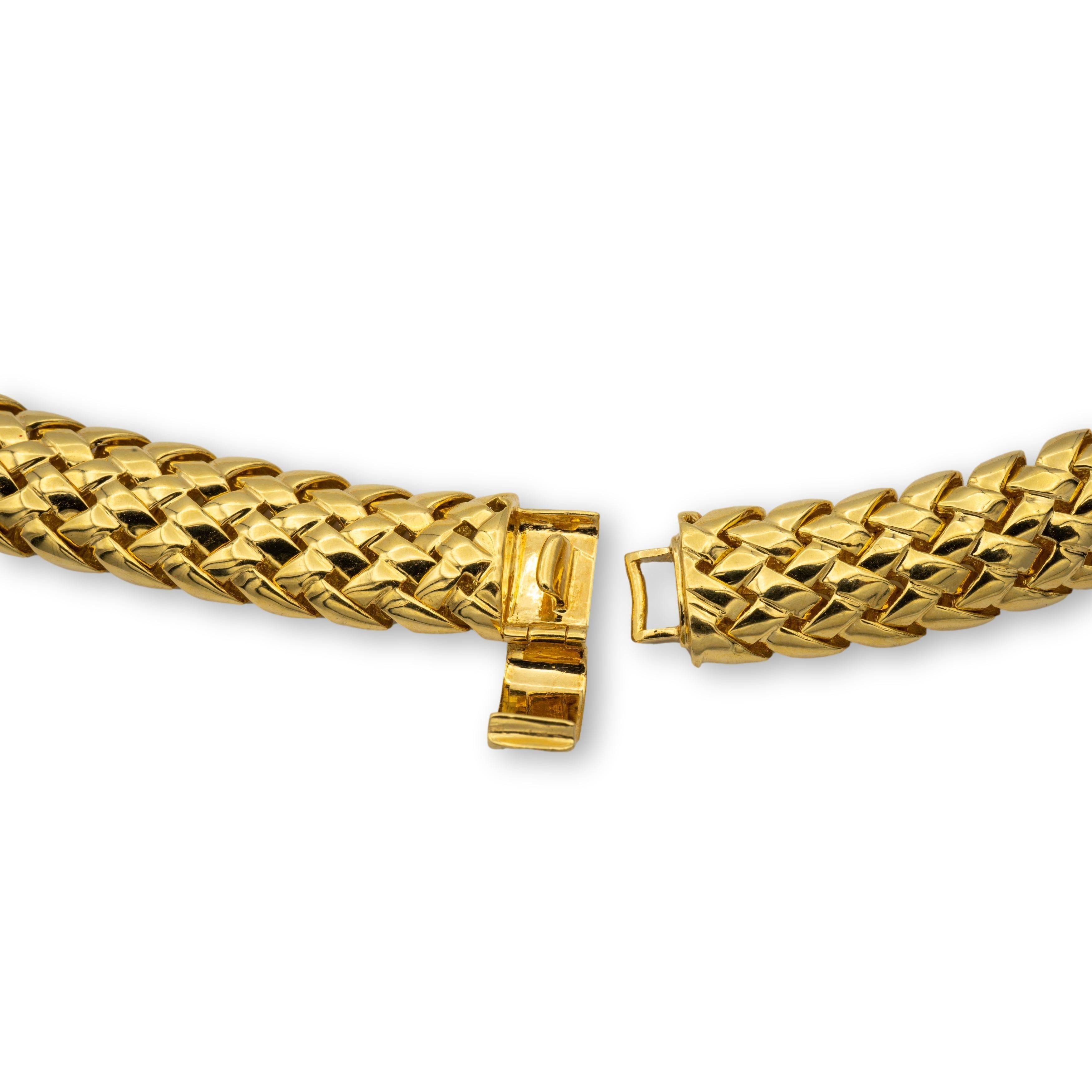 Rétro Tiffany & Co. Golding Co. 18KY Vannerie Vintage Basket Weave Choker Necklace 17
