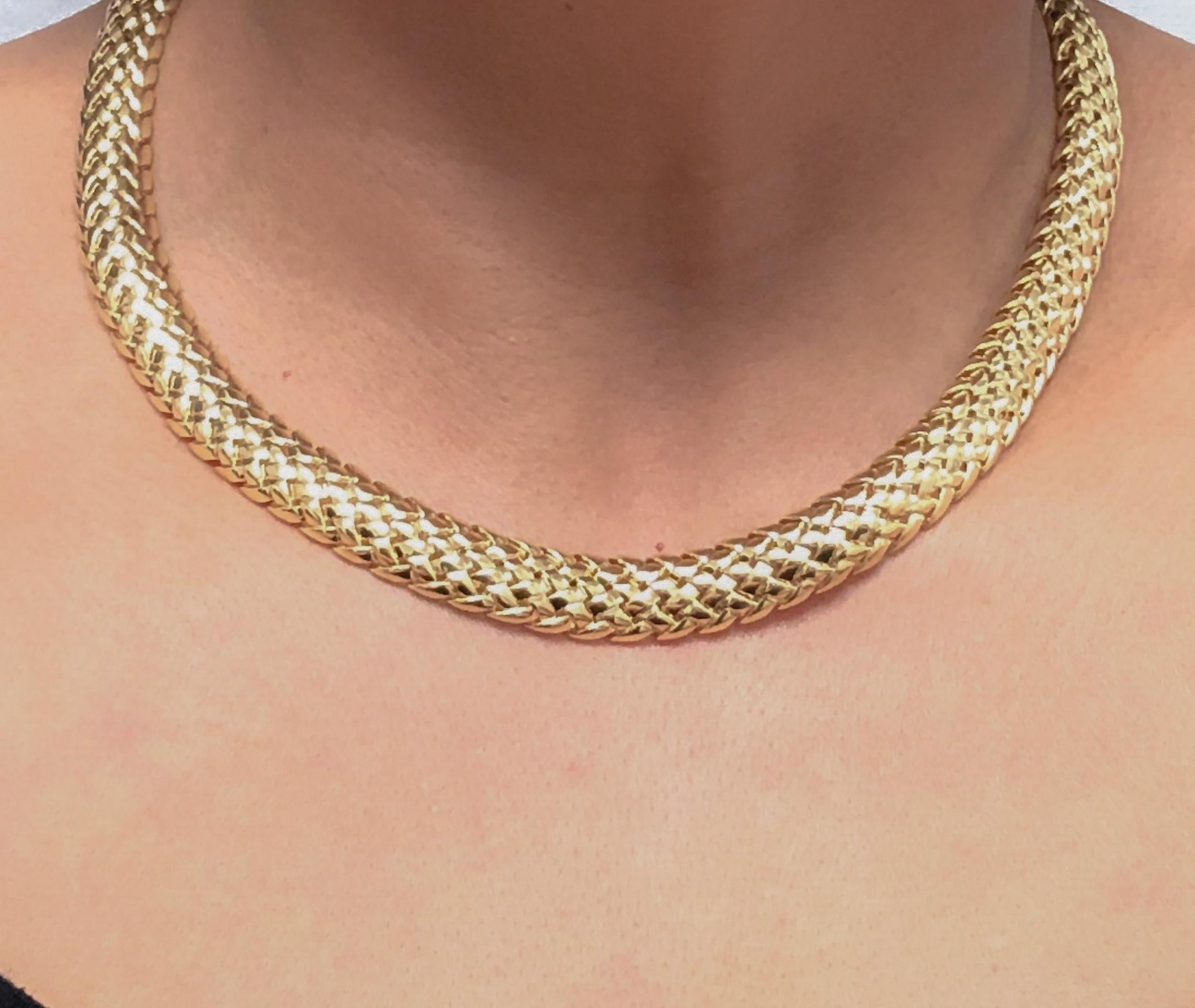 Tiffany & Co. 18KY Gold Vannerie Vintage Korbgeflecht Choker Halskette 17
