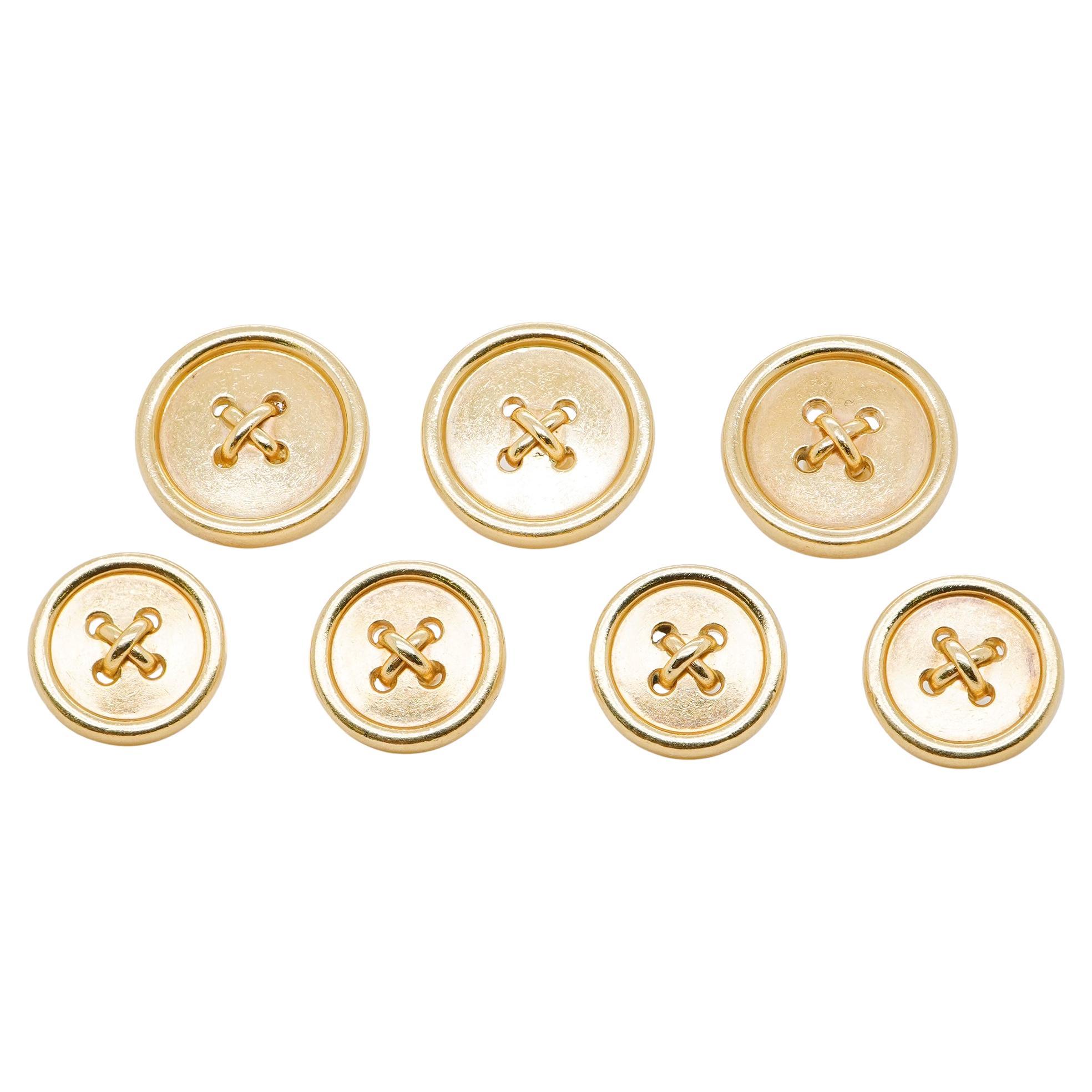 Tiffany & Co 1960's 14K beschriftet Original Gold Button Set von 7 Stücken Antik im Angebot