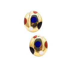 Angela Cummings Geometrische Ohrringe aus 18 Karat Gold mit Edelsteinen, Tiffany & Co., 1970