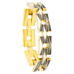 Tiffany And Co. 1982 Angela Cummings Geometric Bracelet 18Kt Gold Inlaid Carving