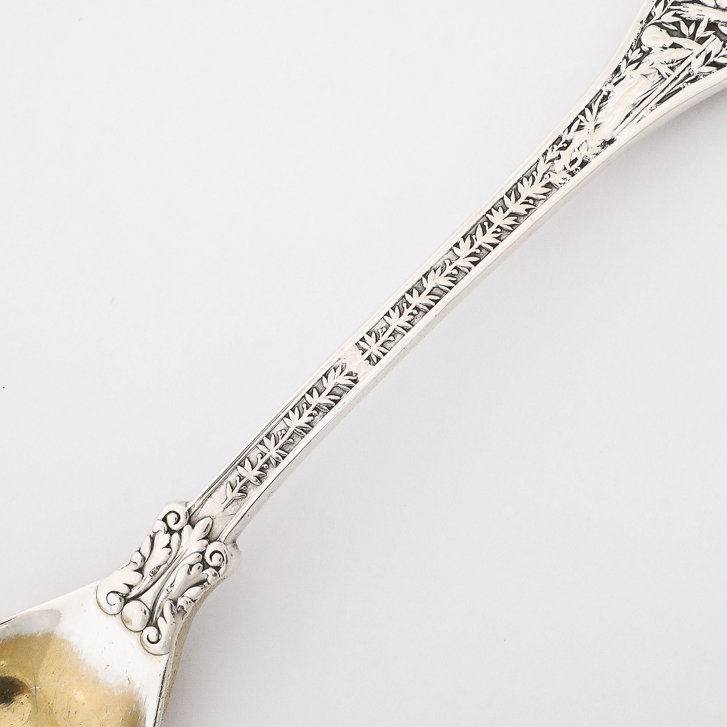 Neoclassical Tiffany and Co. 19th Century Sterling and Gold Serving Spoon in Olympian Pattern For Sale