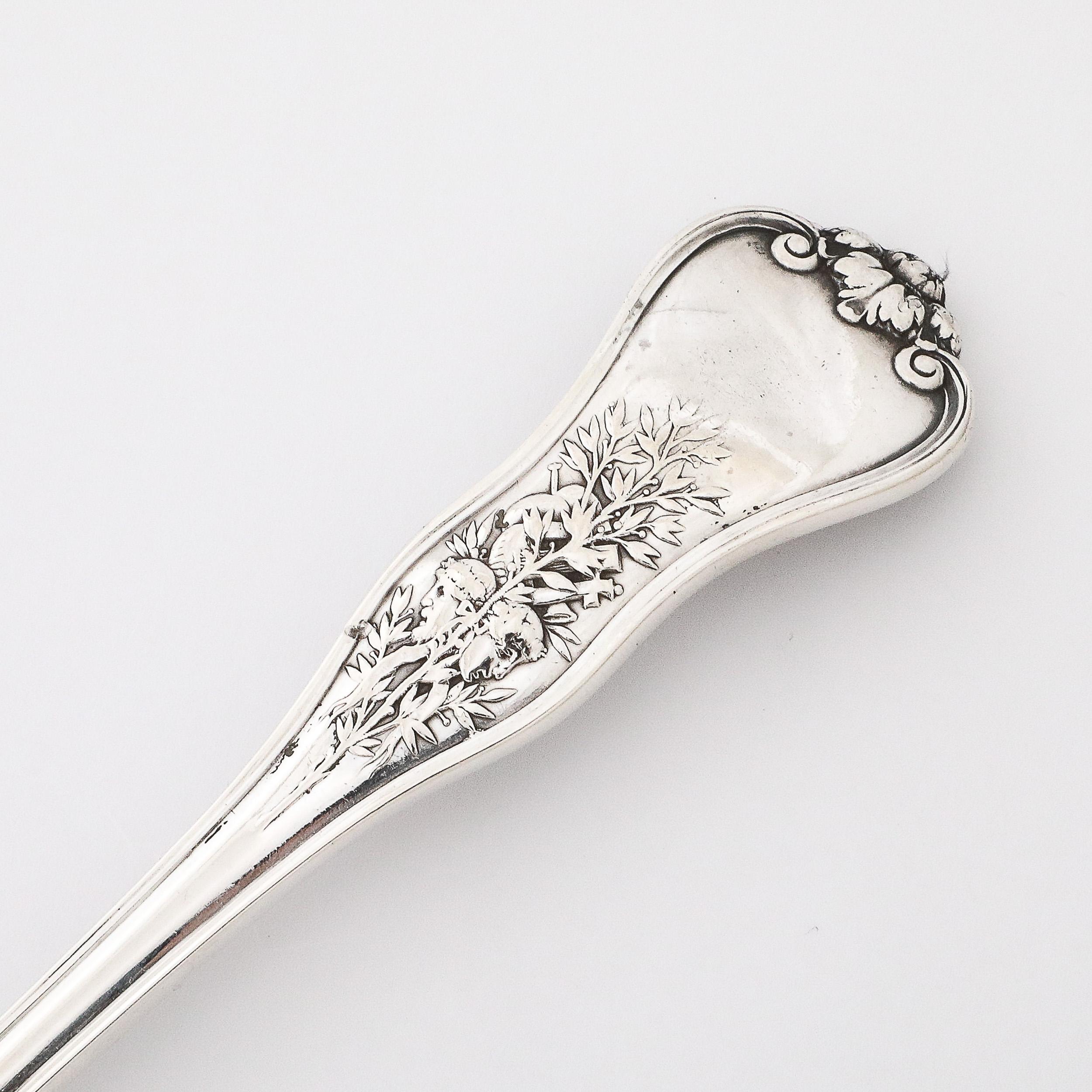 Tiffany and Co. 19th Century Sterling and Gold Serving Spoon in Olympian Pattern For Sale 1