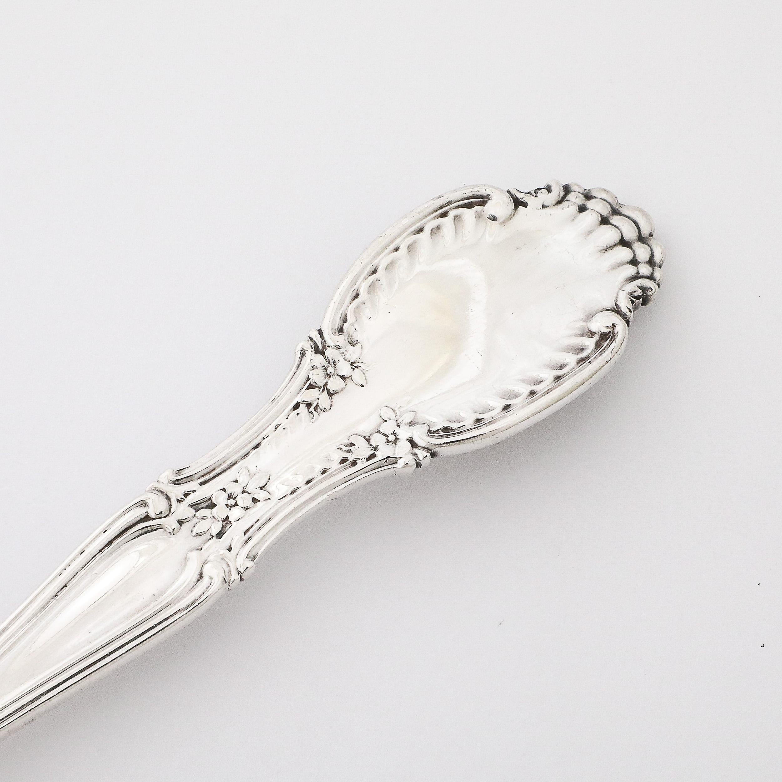 Tiffany and Co. 19th Century Sterling Scalloped Floral Pierced Serving Spoon  For Sale 1