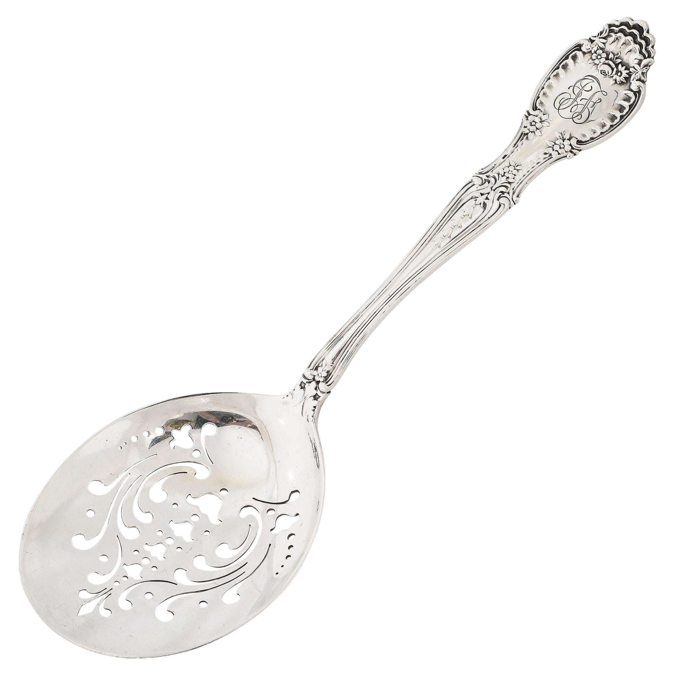 Tiffany and Co. 19th Century Sterling Scalloped Floral Pierced Serving Spoon 