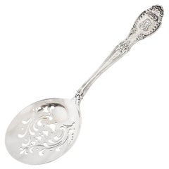 Retro Tiffany and Co. 19th Century Sterling Scalloped Floral Pierced Serving Spoon 