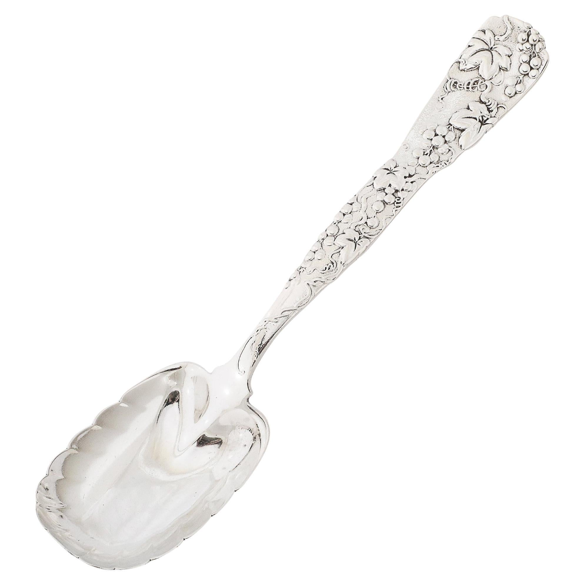 Tiffany and Co. 19th Century Sterling Silver Serving Spoon in "Vine W/ Grapes"  For Sale