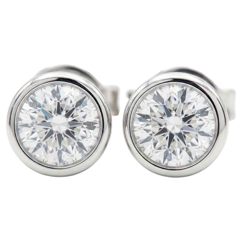 Tiffany and Co 2.00 Carat Round Brilliant Diamond Platinum Stud Earrings