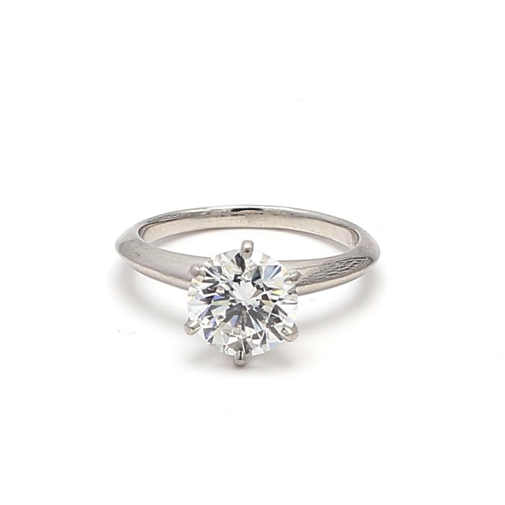 Tiffany and Co 2.01 Carat Round Brilliant Shape Diamond Platinum Engagement Ring For Sale 5