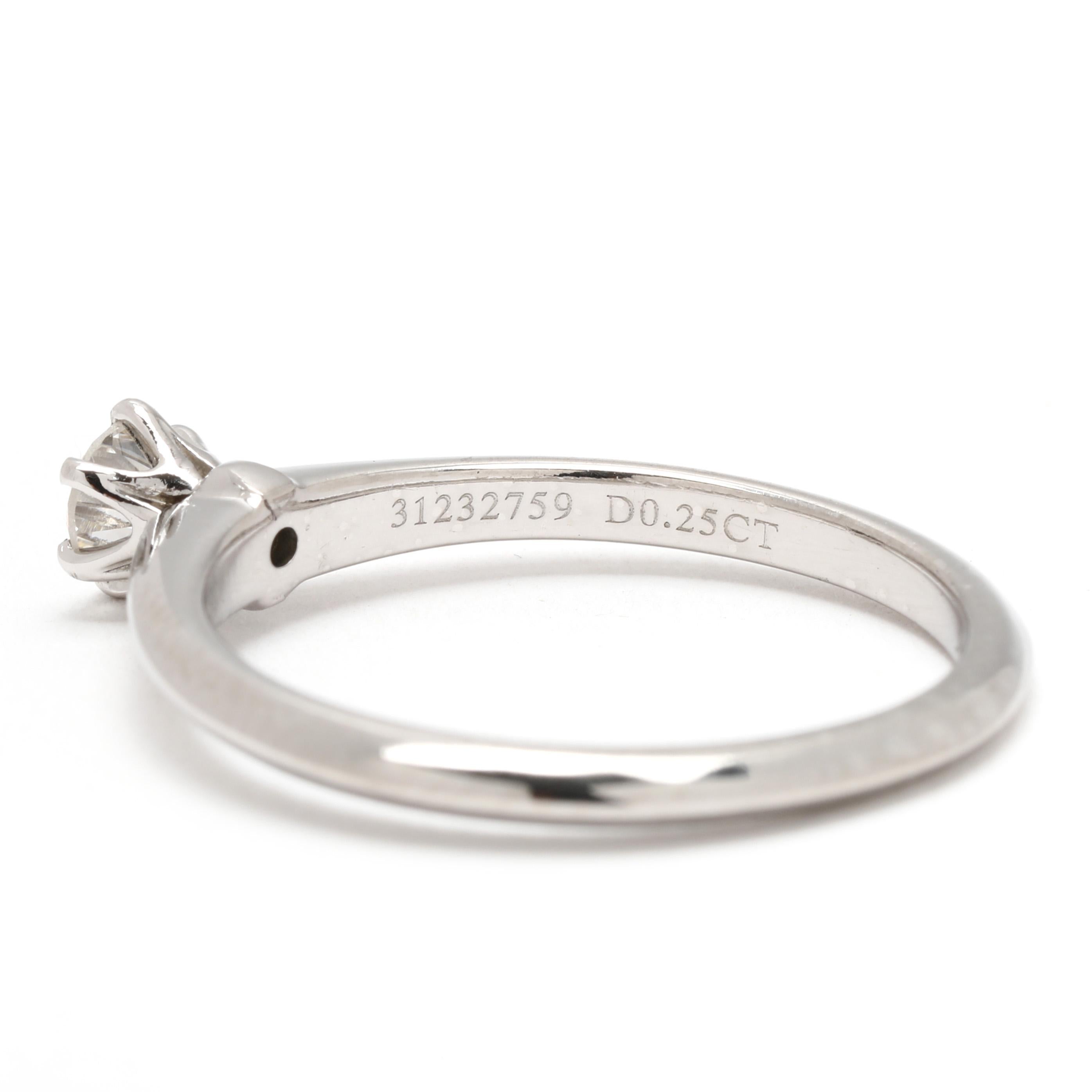Tiffany & Co. Verlobungsring, Platin, Ring Größe 7,5, .25 Karat Diamant für Damen oder Herren im Angebot