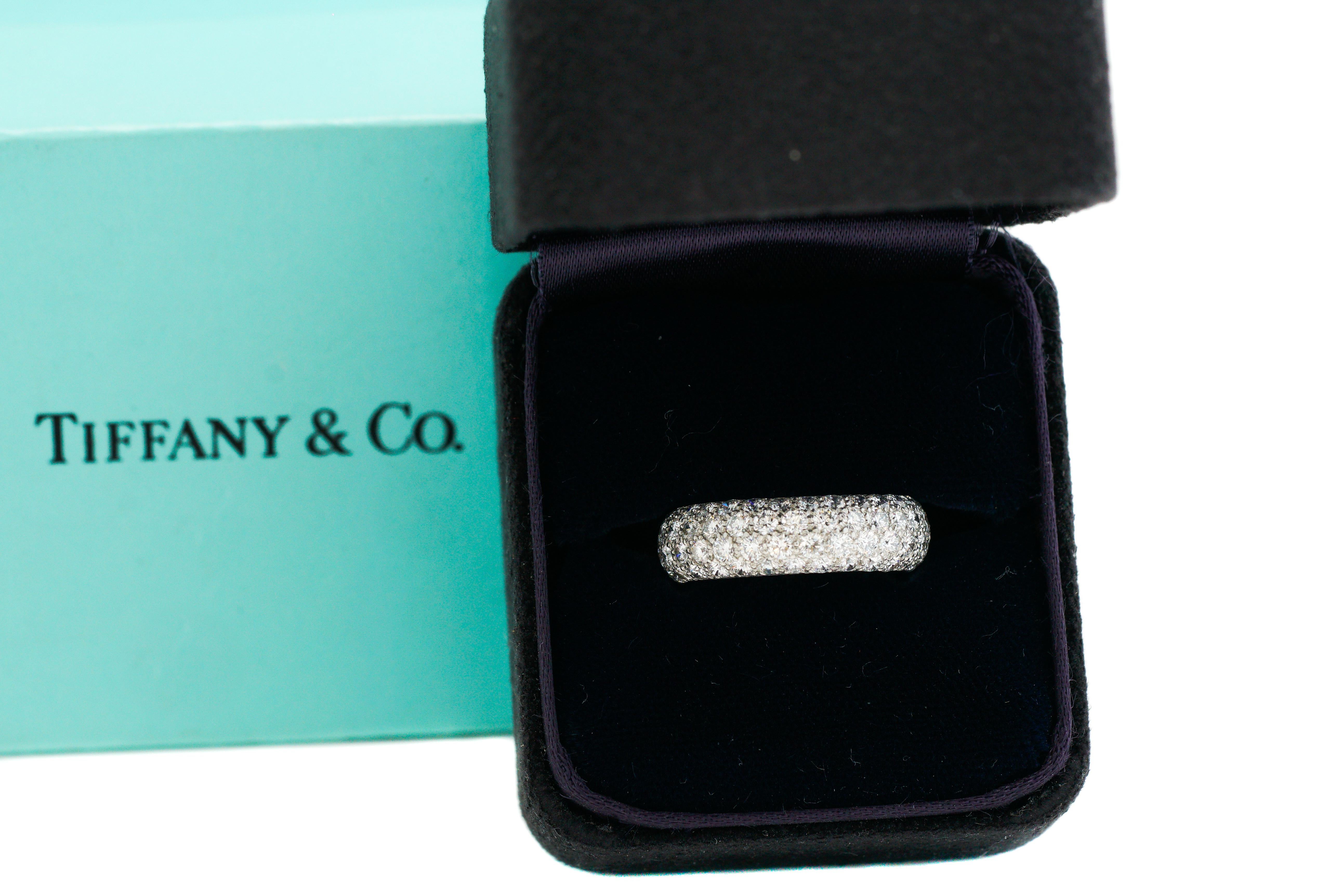 Tiffany & Co. 3 Carat Diamond Platinum Etoile 4-Row Band Ring In Good Condition In Atlanta, GA