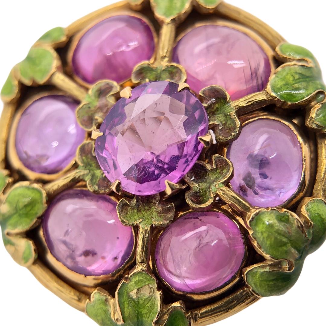 Tiffany and Co. Antique Pink Sapphire Enamel Brooch and Bracelet in 14 Karat Yellow Gold C.1900

- Pink Sapphires
- Enamel
- 14K Yellow Gold
- Circa. 1900's
- Bracelet Length: 19.5cm

Presented by PARIS Craft House.