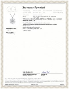 Tiffany and Co Atlas Collection White Gold and Diamonds Pendant Necklace