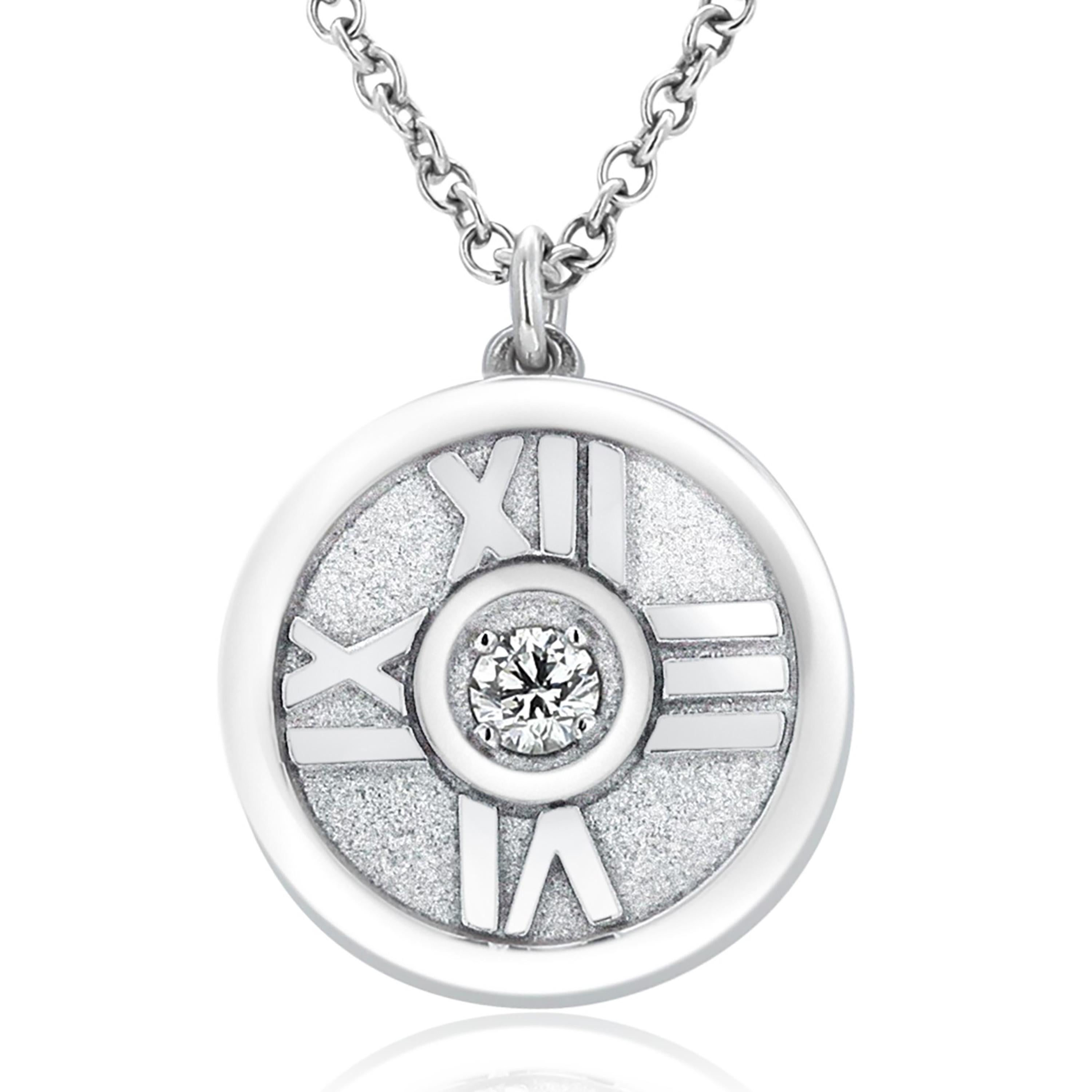 Contemporary Tiffany and Co Atlas Collection White Gold and Diamonds Pendant Necklace